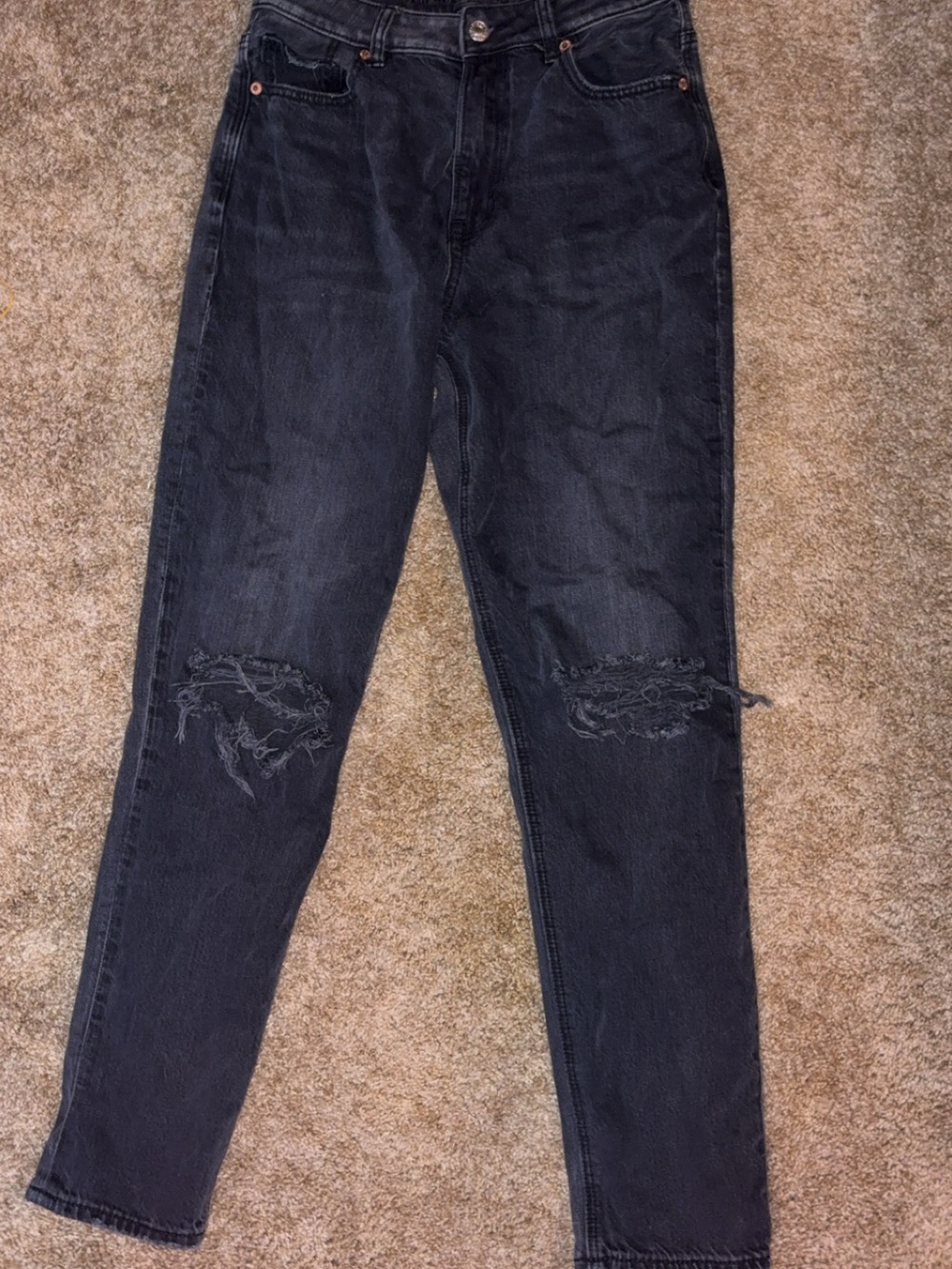 High-Rise Strigid Black Distressed Women’s Jeans